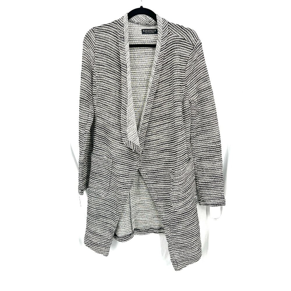NEW Bagatelle collection open front long cardigan sweater metallic stripe XS